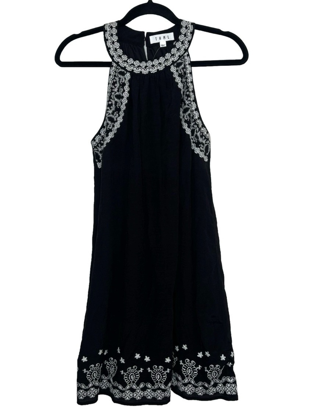 THML Stitch Fix Dress Women's Black Vittoria Embroidered A-Line Mini Halter, S - Picture 1 of 6